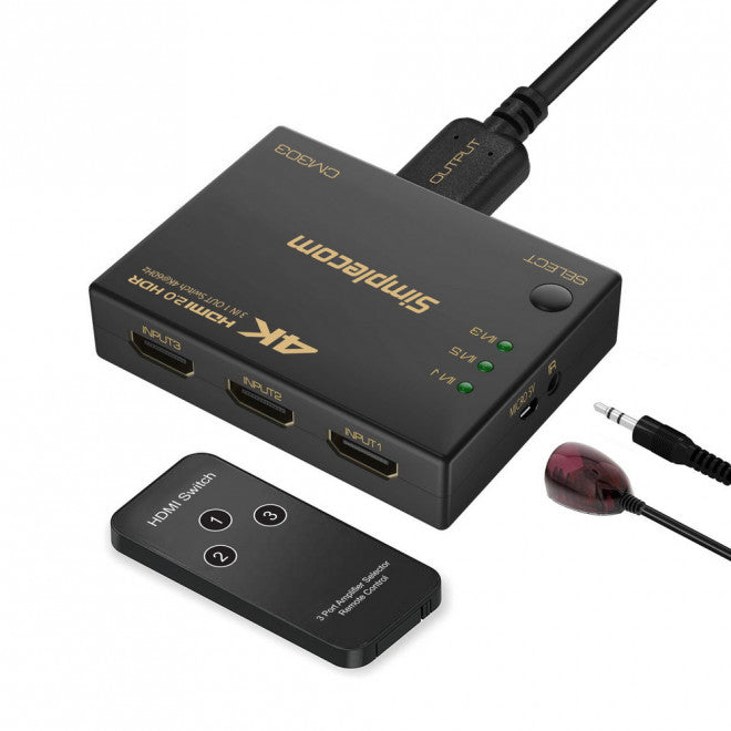 Simplecom CM303 Ultra HD 3 Way HDMI Switch 3 IN 1 OUT Splitter 4K@60Hz Simplecom CM303 Ultra HD 3 Way HDMI Switch 3 IN 1 OUT Splitter 4K@60Hz